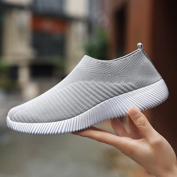 Stretch Mesh Breathable Flats Shoes Soft Sole Fly Knit Slip On Shoes Meifu Market