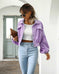 Women's Casual Lapel Corduroy Jacket Short Coat Meifu Market
