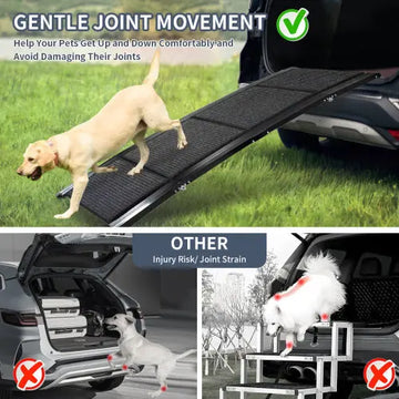 Dog Ramp For Car, 63 Long 17 Wide Folding Portable Pet Stair Ramp With Non-Slip Rug Surface, Extra Wide Dog Steps For Medium & Large Dogs Up To 250LBS Enter A Car, SUV Truck
