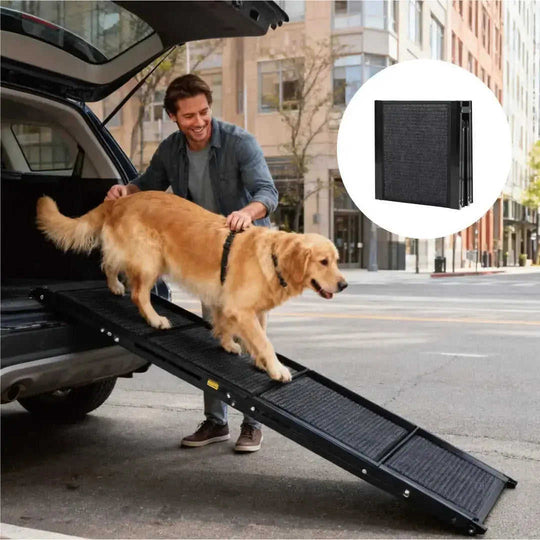 Dog Ramp For Car 65x17 Large Folding Pet Stair Ramps For Truck, SUV, With Non-Slip Surface, Up To 250LBS, Outdoor Dog Car ...