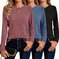 Women's 3 Pack Ribbed Knit Long Sleeve T-Shirt, Slim Fit Crewneck Top, Casual Basic Tee Meifu Market