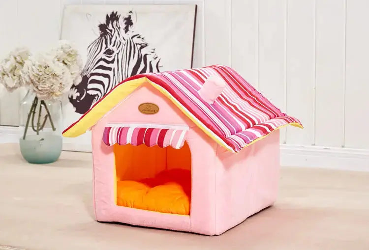 New Fashion Striped Removable Cover Mat Dog House Dog Beds For Small Medium Dogs Pet Products House Pet Beds for Cat Meifu Market