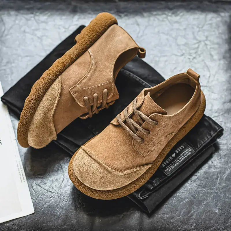 Casual Lace Up All Inclusive Birkenstock Men's Versatile Vintage Casual Leather Shoes Meifu Market