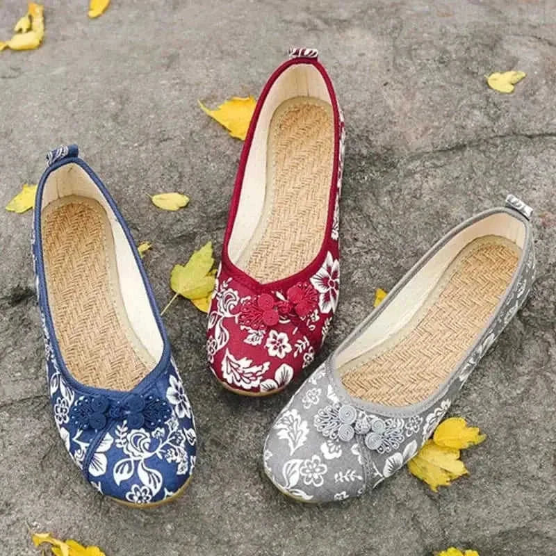 flat bottom cloth shoes | embroidered linen shoes | national style footwear | ultrasonic cleaning