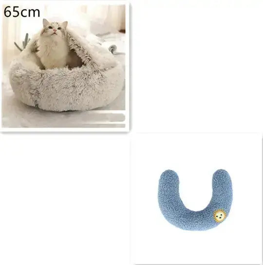 2-in-1 Dog & Cat Bed - Round Plush Warm Winter Pet House Meifu Market