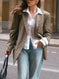 elegant plaid blazer for women | wool blend blazer jacket | office work blazer with pockets | energy saving