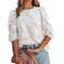 Women's Puff Sleeve Chiffon Loose Top Flower Texture Shirt Meifu Market