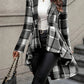 Plaid Pattern Button Front Jacket Long Sleeve High And Low Flared Jacket Meifu Market