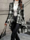 Plaid Pattern Button Front Jacket Long Sleeve High And Low Flared Jacket Meifu Market