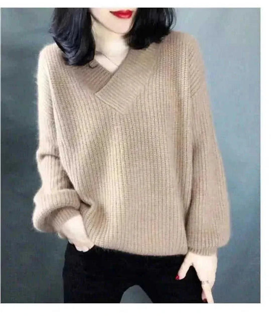 oversized wool blend sweater | v-neck cable knit pullover | long sleeve winter sweater | ultrasonic cleaning