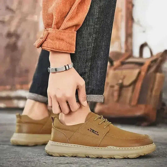 Autumn New Casual Leather Shoes Men's Fashionable All-match Fashionable Shoes Lightweight Gray - autumn new casual leather...
