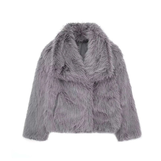 plush sherpa coat for women | long winter coat with lapel | thickened warm jacket | ultrasonic cleaning