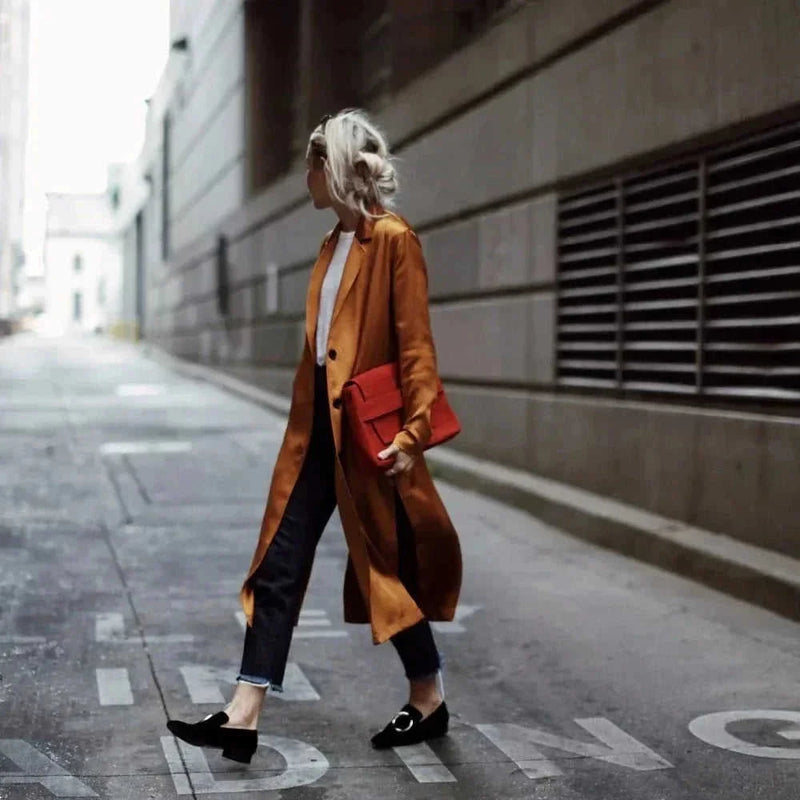 waterproof trench coat women | long slit trench coat | belted waist windbreaker | ultrasonic cleaning