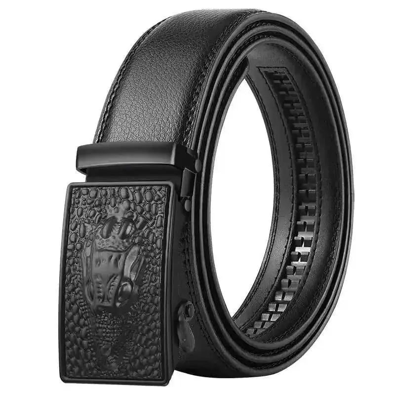 genuine leather belt | automatic buckle mechanism | stainless steel buckle | energy saving