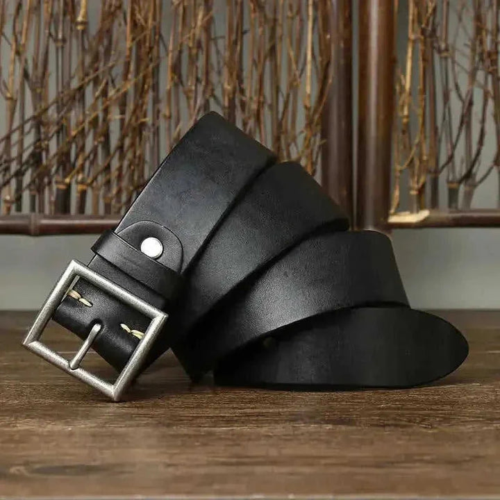 handmade full-grain leather belt | premium cattlehide leather belt | heavy-duty brass buckle belt | energy saving
