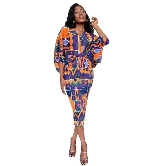 v-neck batwing sleeve dress | floral print maxi dress | chiffon material summer dress | ultrasonic cleaning