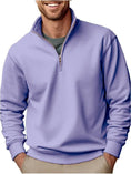 velvet stand collar sweater | zipper front closure | solid color menswear | energy saving