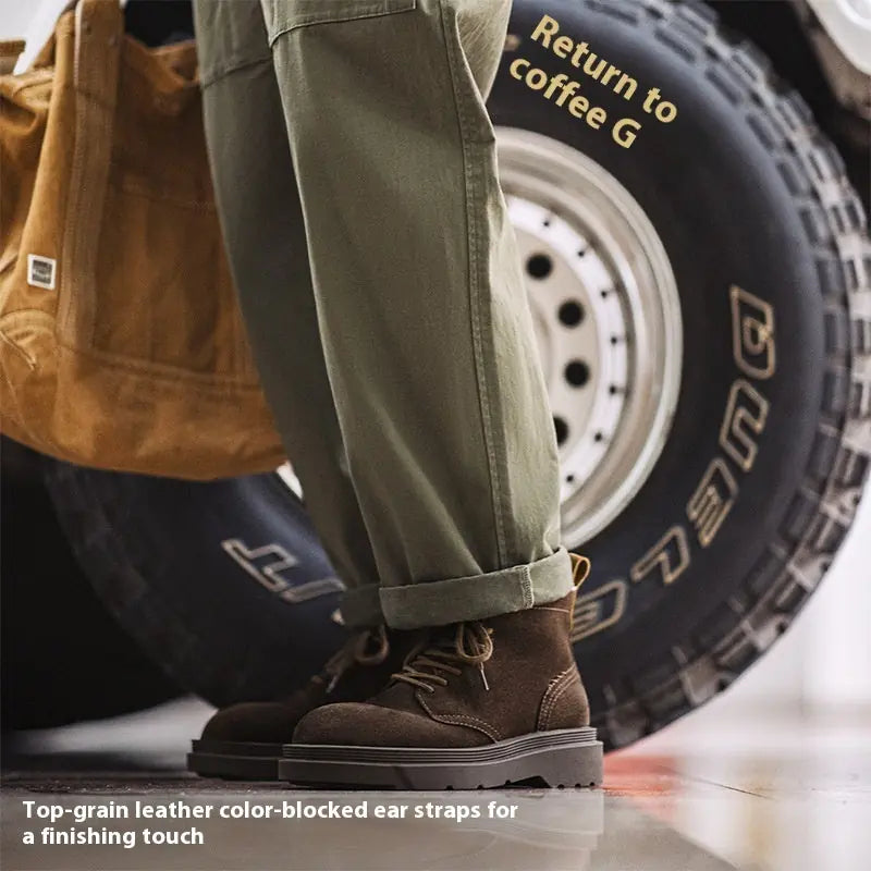 Men's Casual Retro Platform Middle High Top Suede Martin Boots Meifu Market