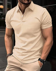 Summer Short Sleeve Polo Shirt Men Solid Color Button Lapel Button Top Meifu Market