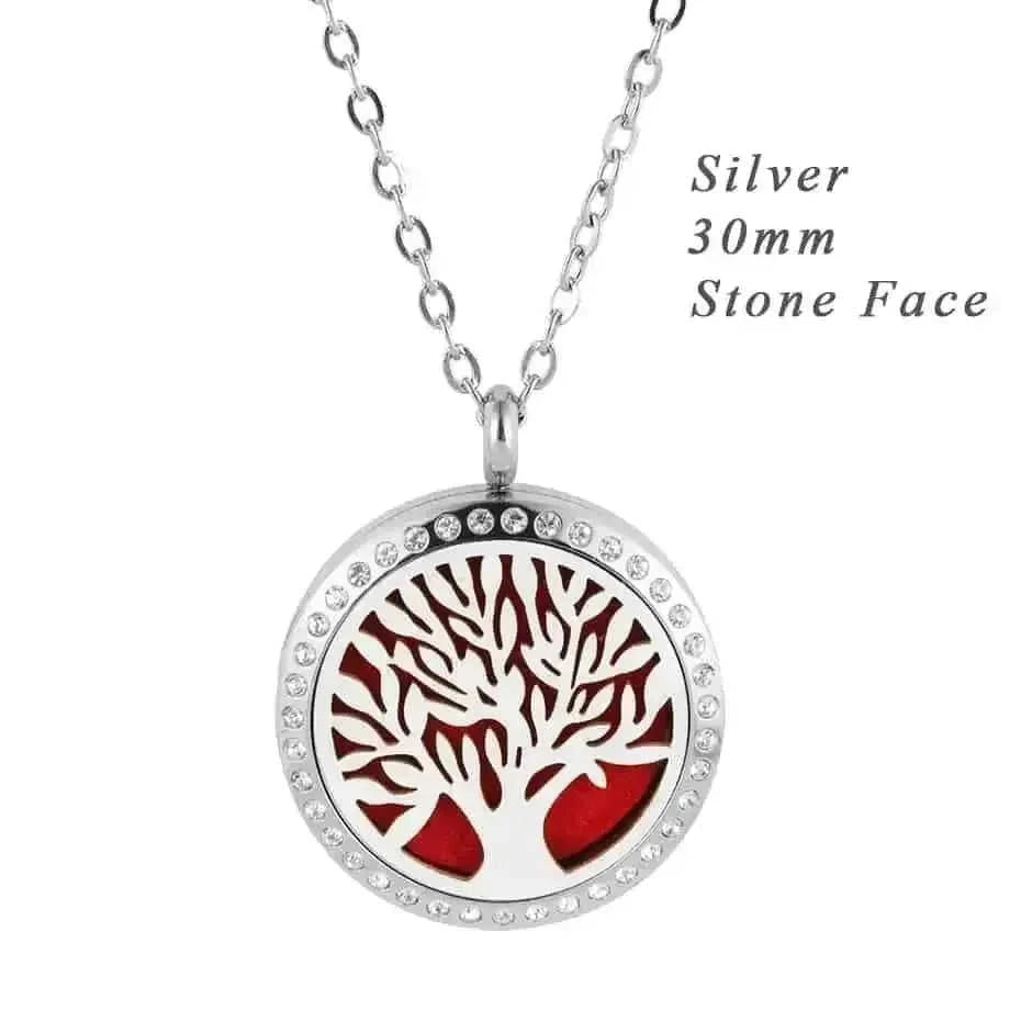 stainless steel pendant necklace | tree of life diffuser necklace | essential oil jewelry for women | energy saving