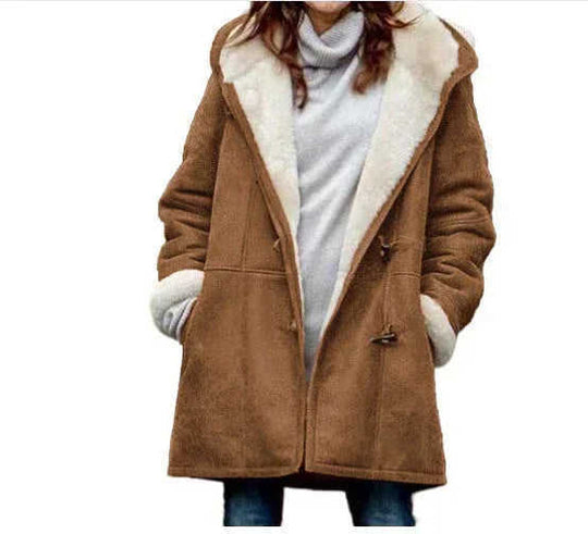 Winter Button Coat Fashion Warm Hooded Jacket With Pockets Women's Clothing Meifu Market