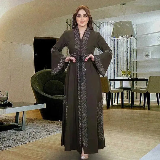 long-sleeve abaya dress | breathable cotton fabric | plus size prayer gown | energy saving