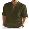cotton linen blend fabric | loose fit long sleeve shirt | mens casual solid color shirt | energy saving