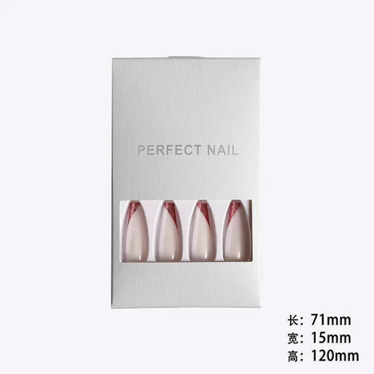 long ballet coffin nails | finished press on nails | salon quality fake nails | energy saving