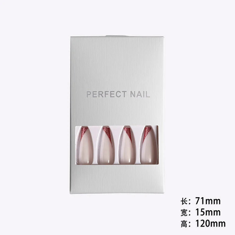 long ballet coffin nails | finished press on nails | salon quality fake nails | energy saving