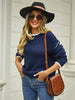 Patchwork Stripes Contrast Color Round Neck Knitwear Pullover 