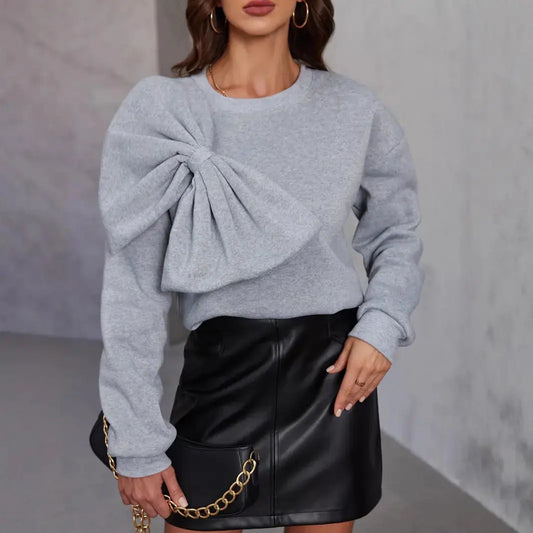 Loose Slimming Bow Long Sleeve Sweater