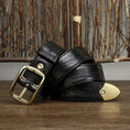 thick genuine cowhide belt | 38cm wide leather belt | solid brass buckle belt | energy saving