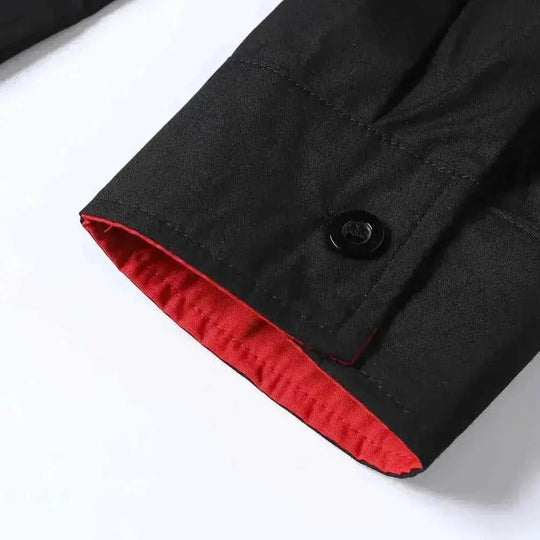 A Cool And Casual Long-sleeved Shirt In Contrasting Colors For A Teenage Man - back view (material: cotton | pattern:...