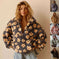 Winter Flowers Lambskin Sweatshirt With Big Pocket Casual Loose Zip-up Lapel Pullover Top Women's Clothing Meifu Market