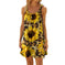 d digital printing dress | sunflower floral pattern dress | lightweight chiffon fabric | ultrasonic cleaning