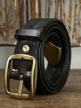 thick genuine cowhide belt | 38cm wide leather belt | solid brass buckle belt | energy saving