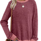 Color Matching Casual Round Neck Pullover Long Sleeve Top Meifu Market