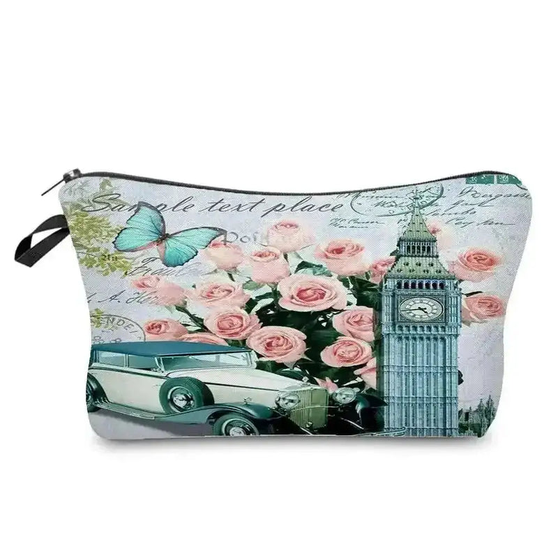 waterproof cosmetic bag | travel makeup bag for women | eiffel tower printed toiletry bag | ultrasonic cleaning