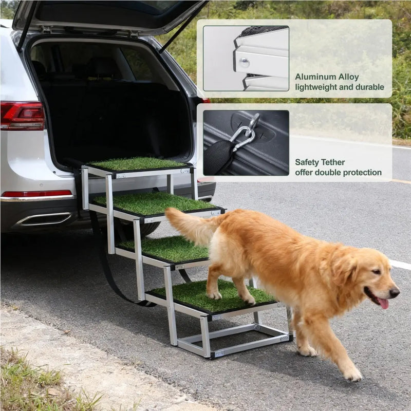 Foldable Dog Ramp For Cars, SUVs, Trucks, Portable Pet Dog Stairs For Large Dogs With Non-Slip Surface  Reinforced Design, Lightweight Yet Sturdy Supports Up To 250lbs Meifu Market