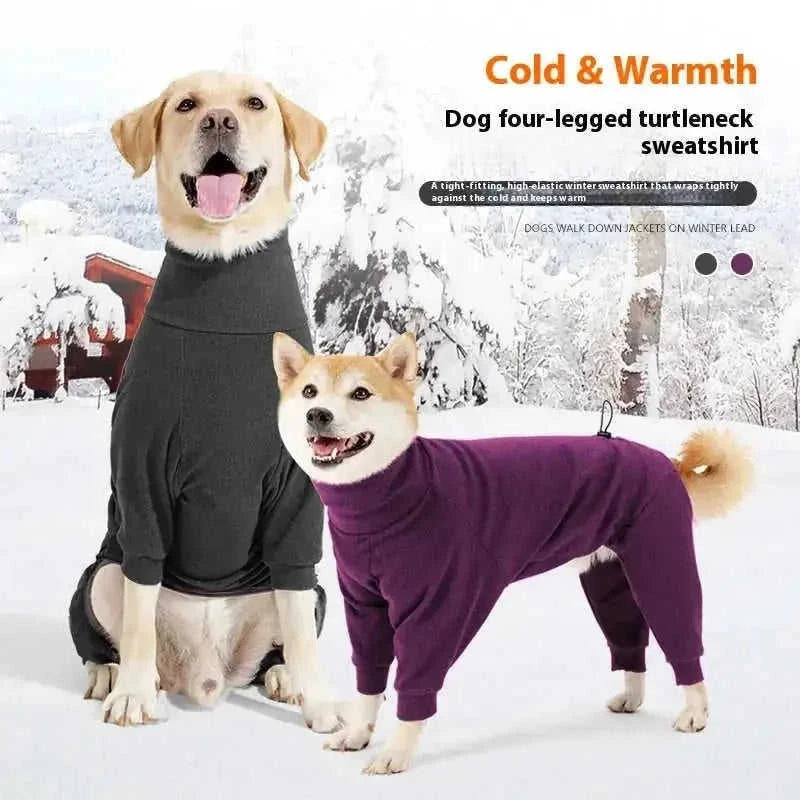 Dog Four-legged Clothes High Collar Warm Cold-proof Polar Fleece Dog Clothes Dark Gray - scale comparison view