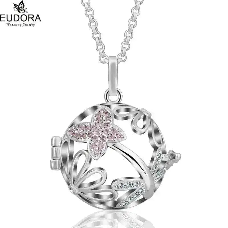 pink crystal locket necklace | 18mm pregnancy bola necklace | sterling silver maternity jewelry | ultrasonic cleaning