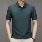 Ice Silk Polo-Collar Tee — Men's Cool-Touch Jacquard Summer Shirt
