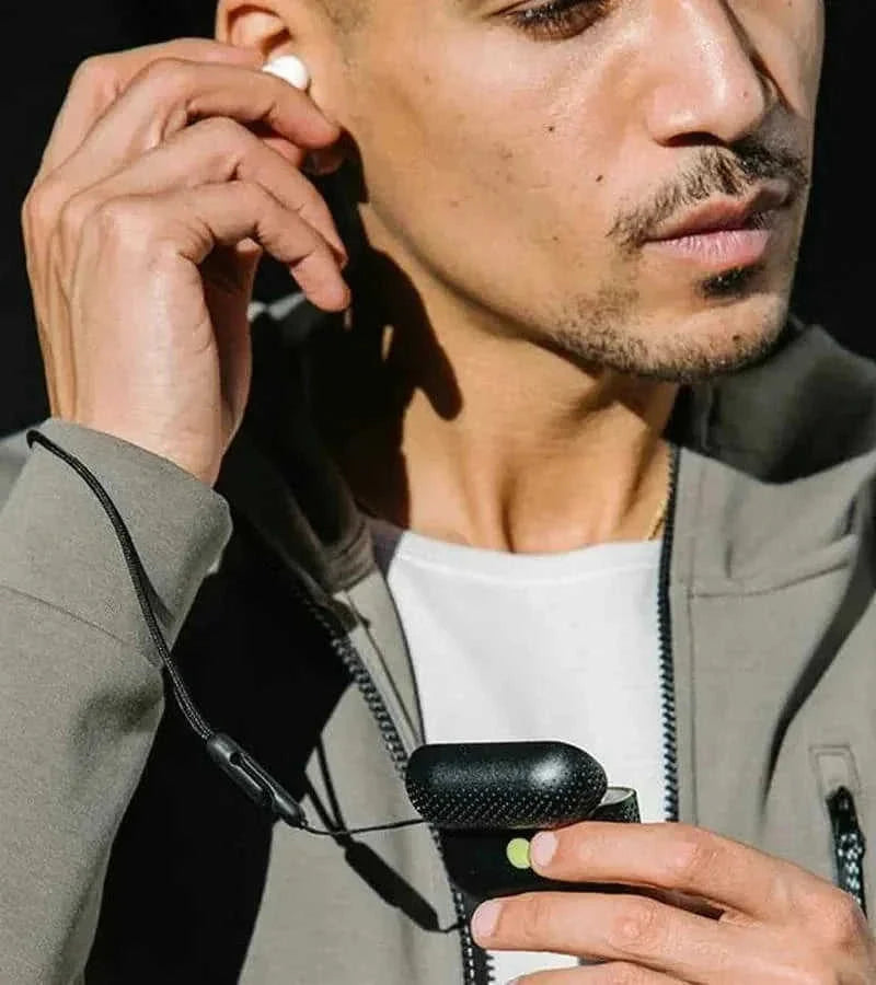 magnetic earbud neck strap | usb-c charging headphone cord | adjustable length earphone tether | ultrasonic cleaning