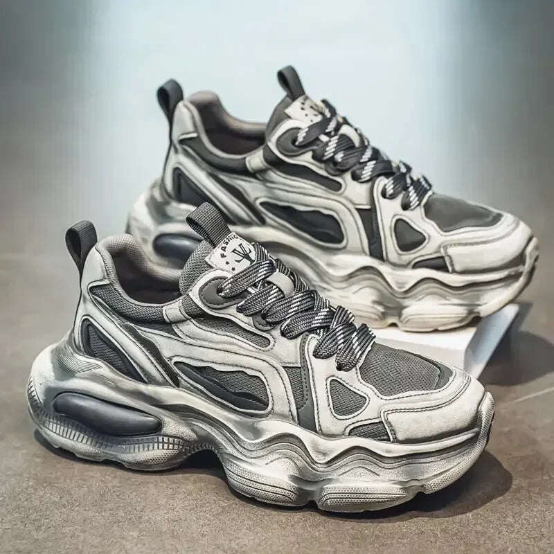 Personalized Brush Color Mesh Casual Height Increasing Men's Sneaker Meifu Market