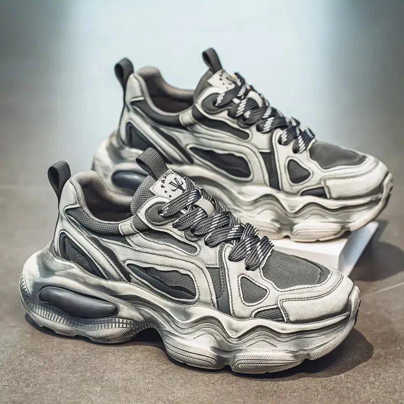 Personalized Brush Color Mesh Casual Height Increasing Men's Sneaker Meifu Market