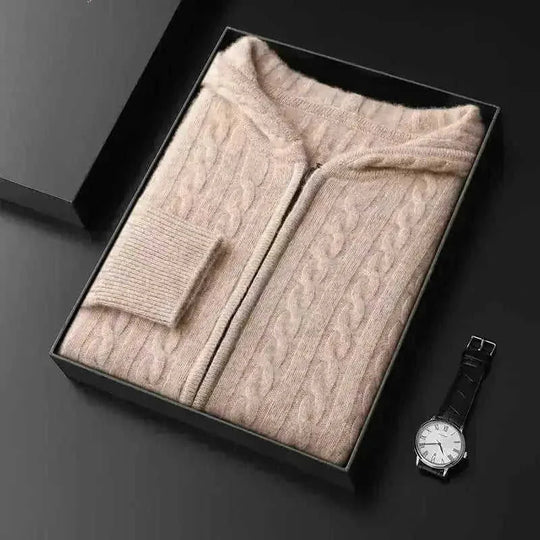 thick twist knit fabric | oversized fit hoodie | long sleeve pullover sweater | energy saving