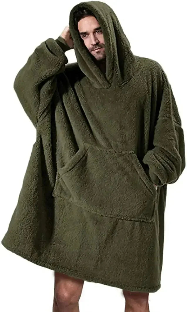 double-sided fleece hoodie | oversized pocket sweatshirt | wearable blanket hoodie | energy saving