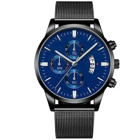 stainless-steel mesh band | 40mm case diameter | sapphire crystal glass | energy saving