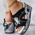 Newspaper Skull Original Hem Platform Wedge Slides - Anklet Not Included Meifu Market