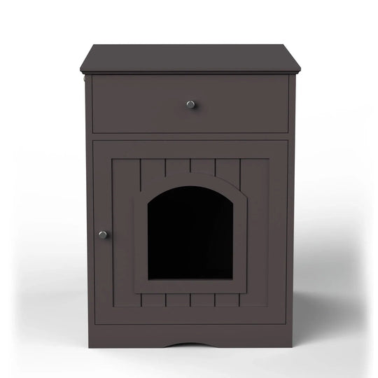 Wooden Pet House Cat Litter Box Enclosure With Drawer & Side Table Meifu Market